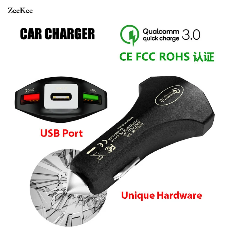Новое автомобильное зарядное устройство Qualcomm QC3.0 с быстрой зарядкой type c двумя usb