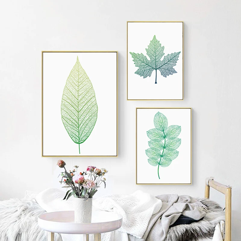 Скандинавское украшение зеленое растение лист холст живопись современный