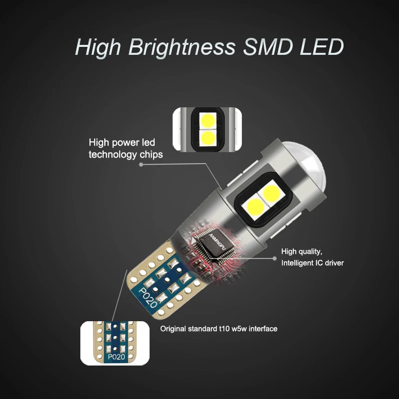 Светодиодная лампа ANMINGPU T10 W5W 2 шт. 6000K 3030SMD 194 168 светодиодный светильник для салона