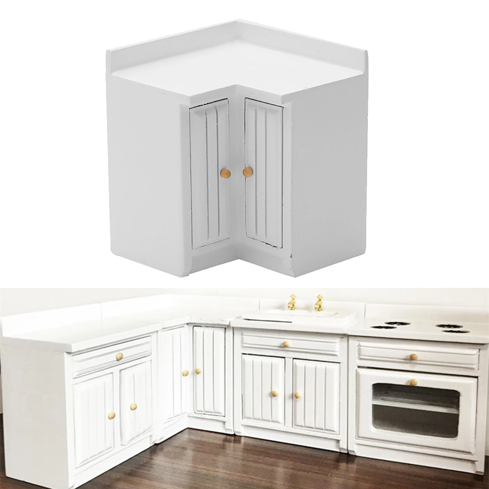 

1:12 Scale Dollhouse Fitted Kitchen Furniture Miniature Corner Cabinet, Perfect