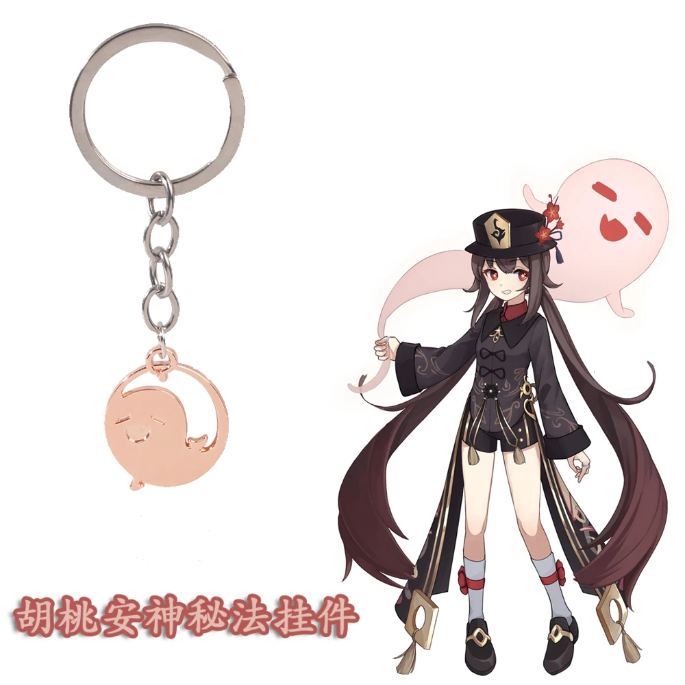 

Genshin Impact Pendant Keychain Anime Hu Tao Cute Ghost Dangle Key Chain For Women Men Car Keyring Jewelry Gift
