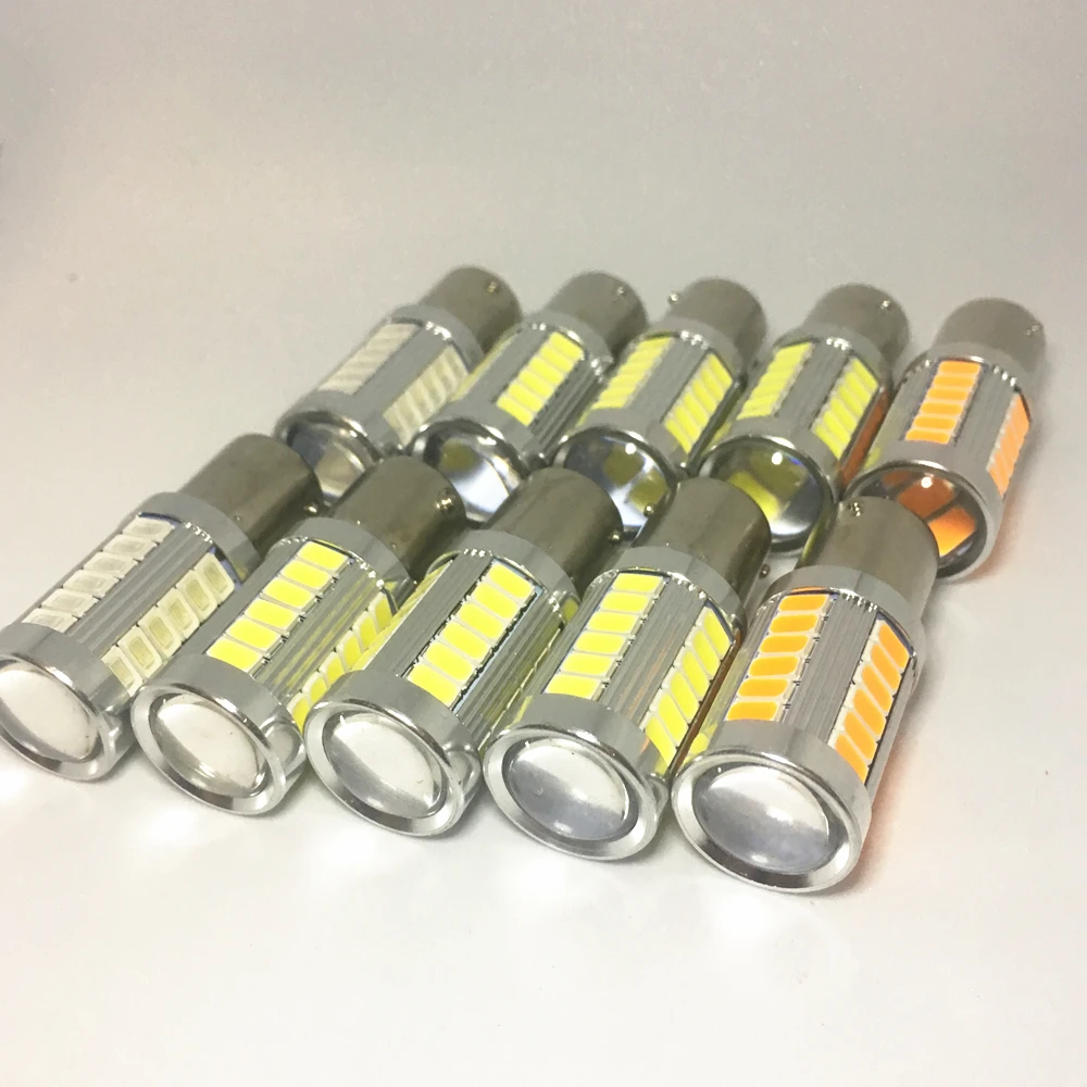 100pcs 1156 ba15s P21W led Car Tail Bulb Brake Lights red white yellow 1157 ba15d 5630 5730 33 smd Reverse Lamp turn signal 12V - купить по
