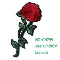 1 pcs rose flower embroidered iron on patches for clothing diy stripes clothes sticker custom flowers badges
