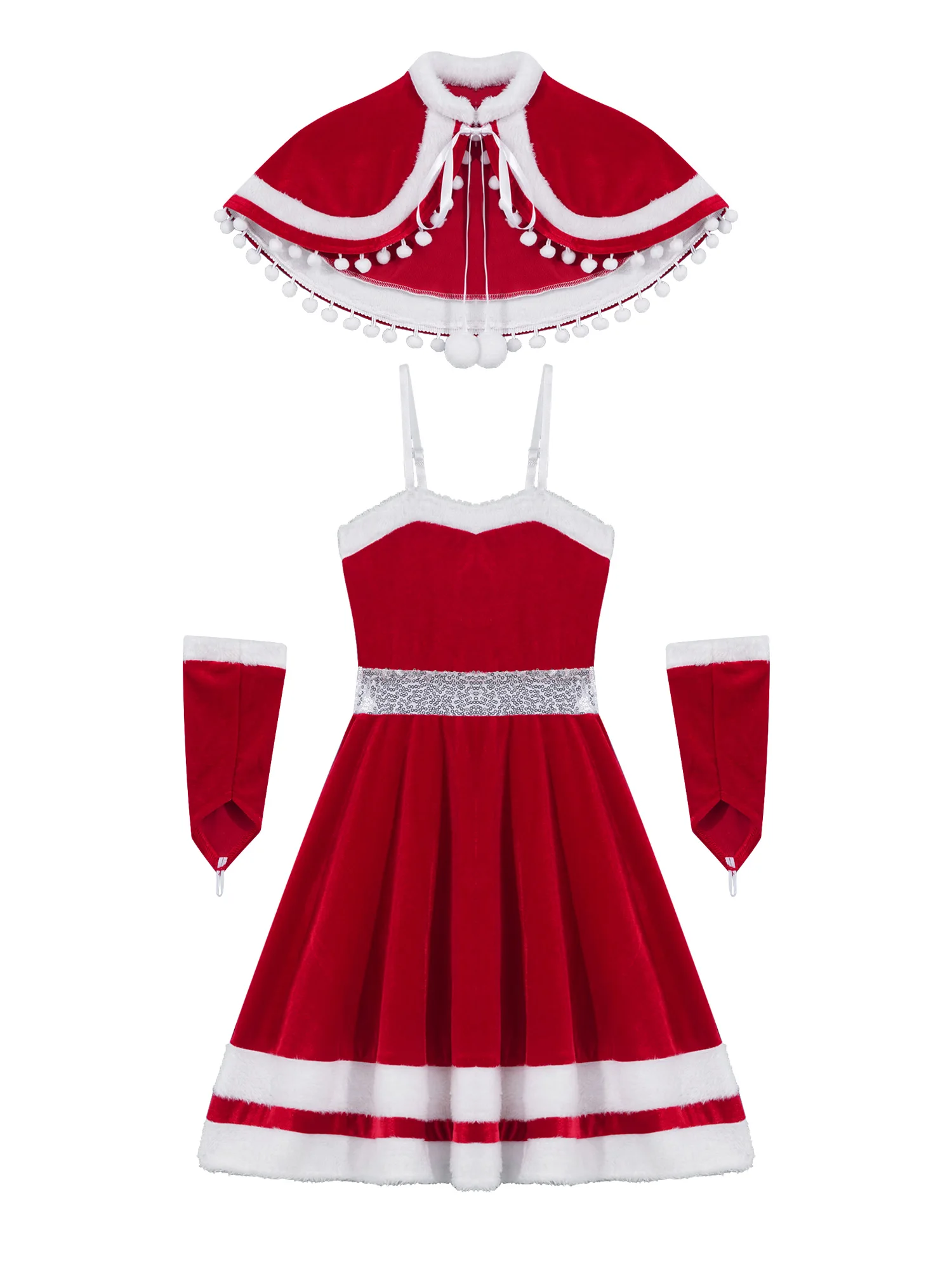 Детский Рождественский костюм для девочек бархатное платье-пачка на бретельках