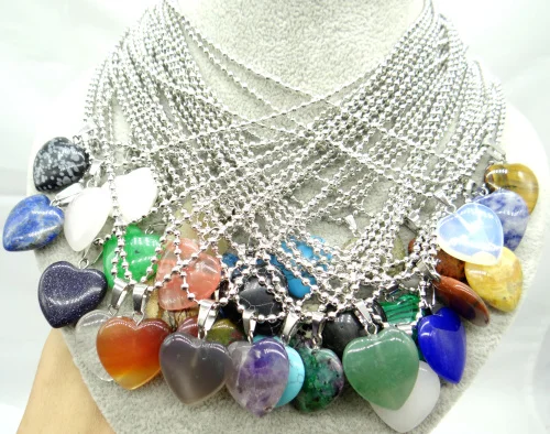 Подвеска из нержавеющей стали для изготовления ювелирных изделий, Очаровательная подвеска тигровый глаз из бирюзового кварца, в форме натуральный камень, сердечко, 20 мм