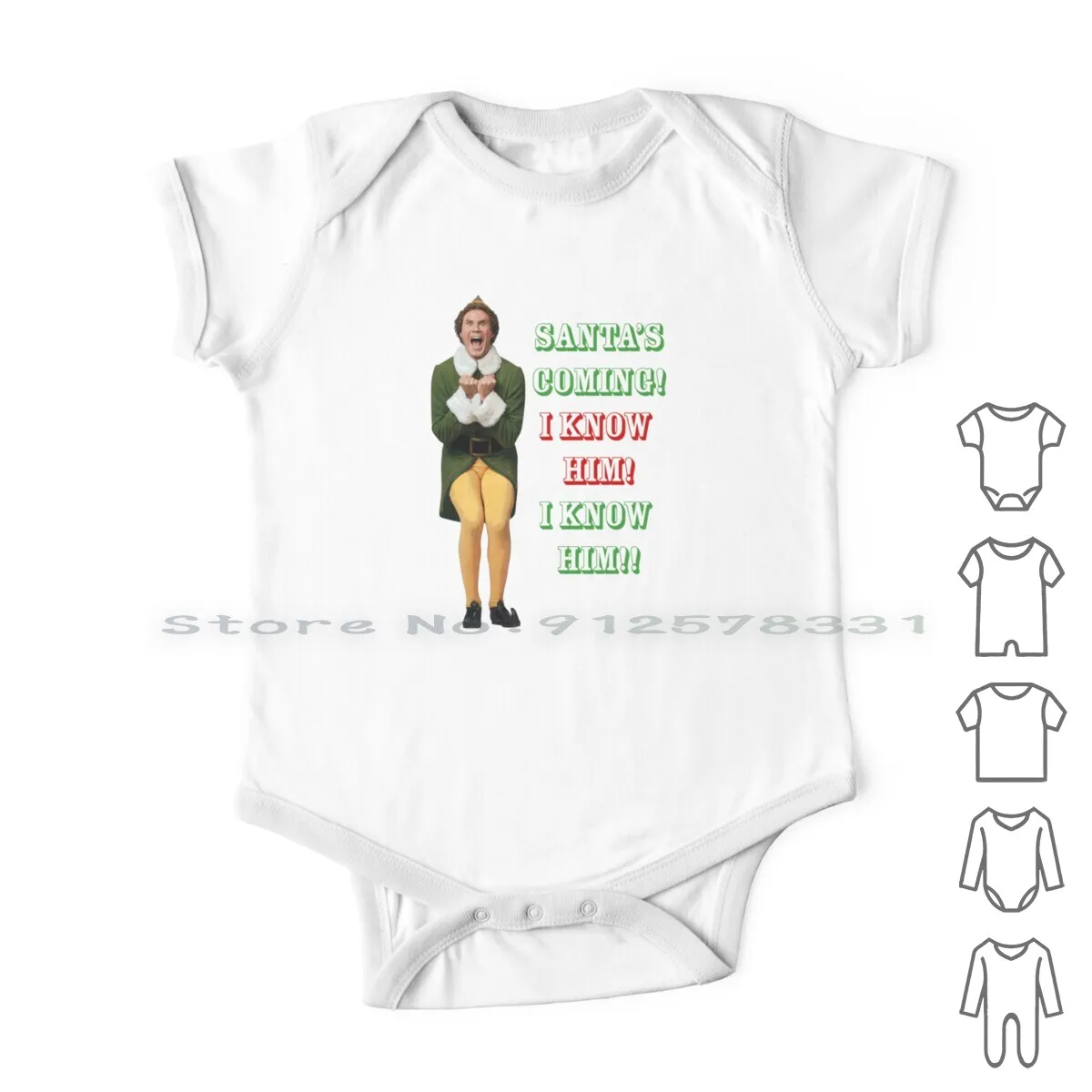Идет Санта! О! Я его знаю! Эльф из фильма Бадди/будет Феррелл Одежда для новорожденных комбинезоны хлопковые комбинезоны Santa Omg я знаю