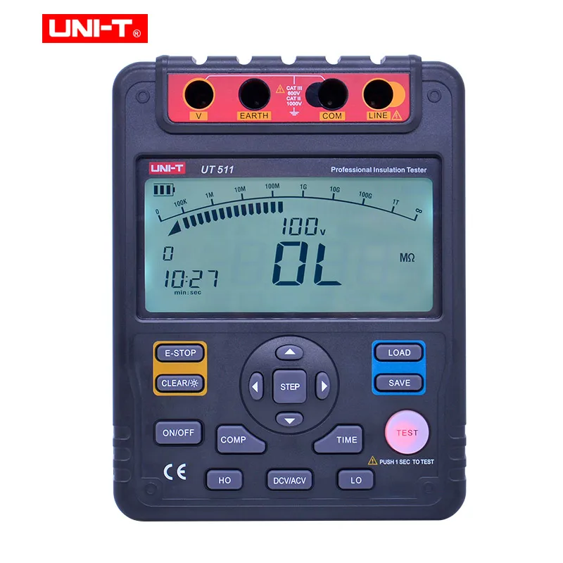 UNI-T UT511 1000V 10Gohm цифровые измерители сопротивления изоляции метр Мегаомметр низкий Ом Омметр Вольтметр Авто Диапазон меггер
