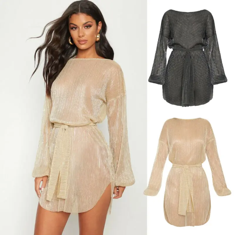 Women Dress Perspective Mesh Bodycon Summer Autumn Long Sleeve Sexy Party Dresses Vestidos Bandage Beach | Женская одежда