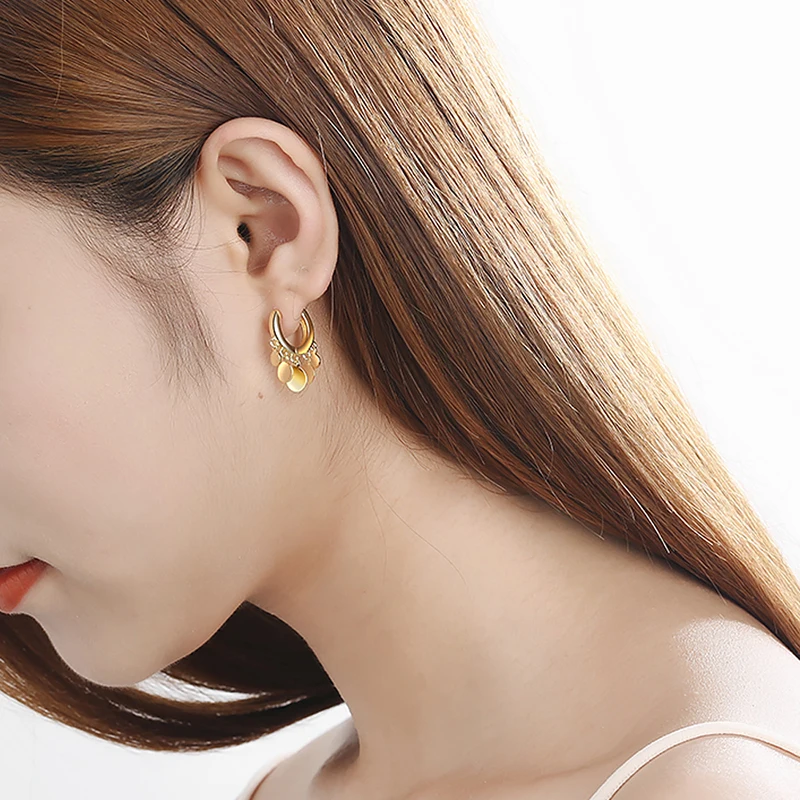 

Simple All-match Tassel Earrings Solid Color Popular Temperament Round Disc Ear Buckle Stud Trendy Women Girls Earrings