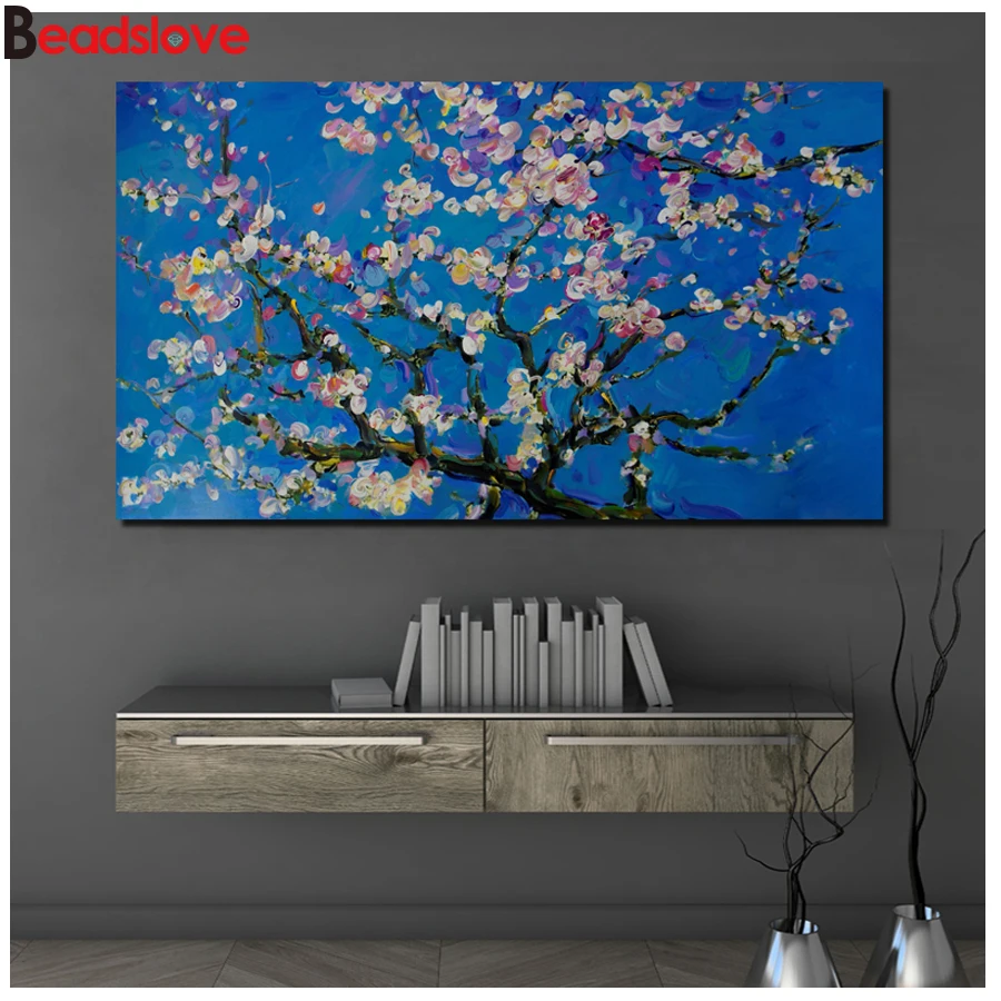 

Большой размер, полная квадратная круглая дрель, алмазная живопись, цветы, Landspace, алмазная вышивка, вышивка крестиком, Декор стен из смолы