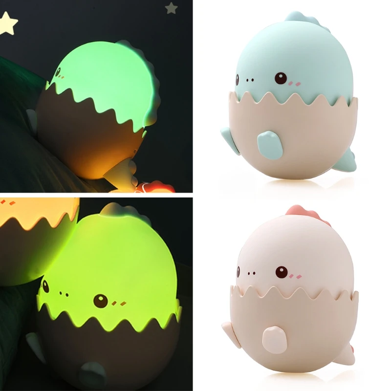 

Cute Cartoon Dinosaur Silicone Night Light LED Soft Small Table Bedside Lamp Baby Kids Nursery Toy Christmas Gift