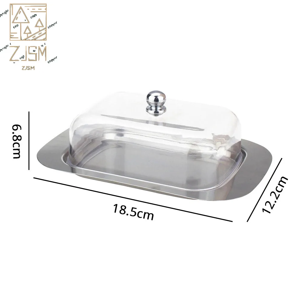 

Stainless steel storage container with transparent lid for butter and cheese bread storage Tray