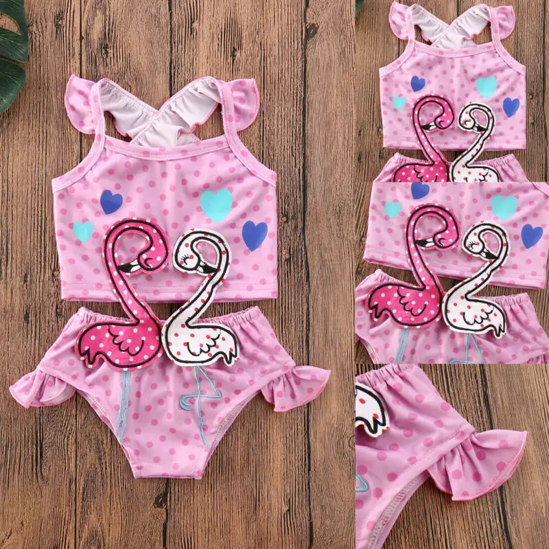 Розовый купальный костюм для новорожденных девочек из двух предметов бикини От 1