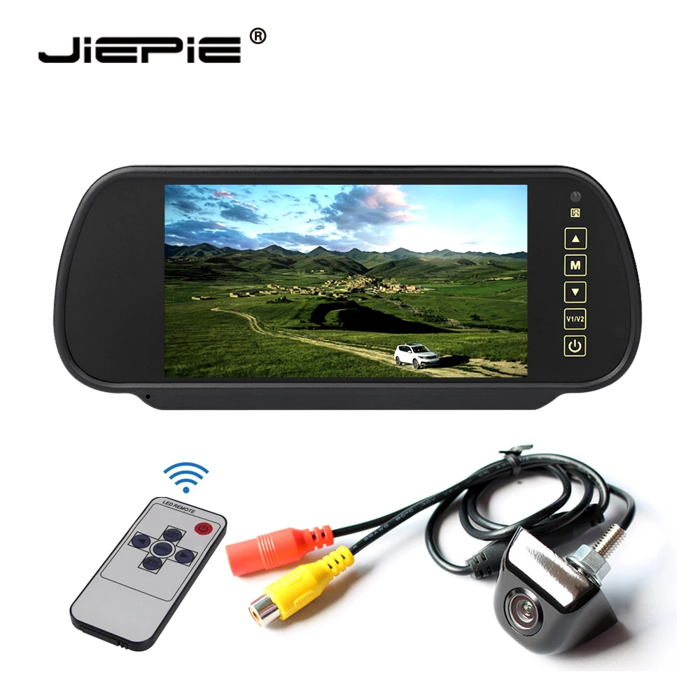 Camera with Monitor JIEPIE 7 дюймов зеркало заднего вида монитор обратная камера комплект металлическая Водонепроницаемая камера заднего вида для автомобилей, фургон, внедорожник - Цвет: Camera with Monitor