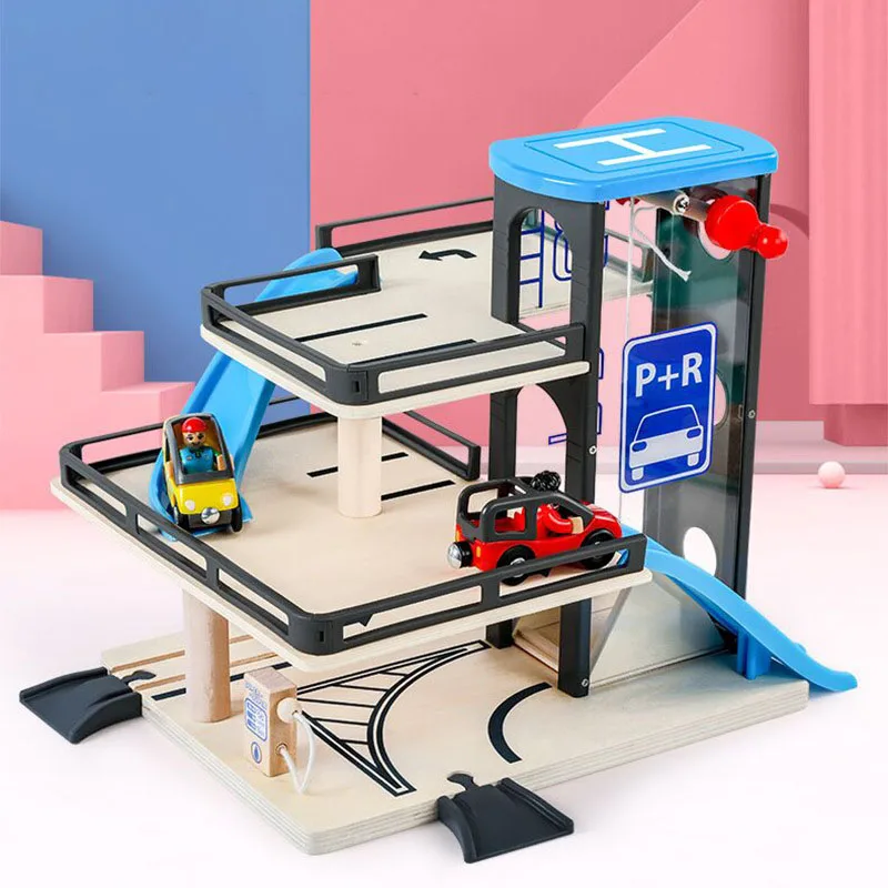 Деревянная парковочная машина игрушки набор треков имитация трехэтажной