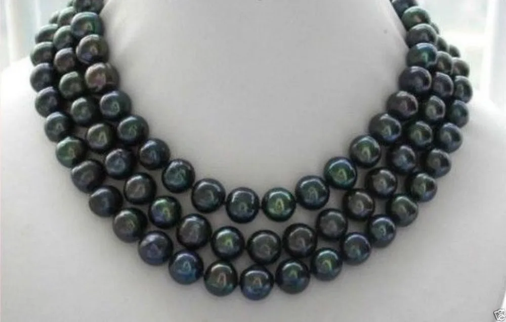 natural 9-10mm black tahitian pearl necklace 50