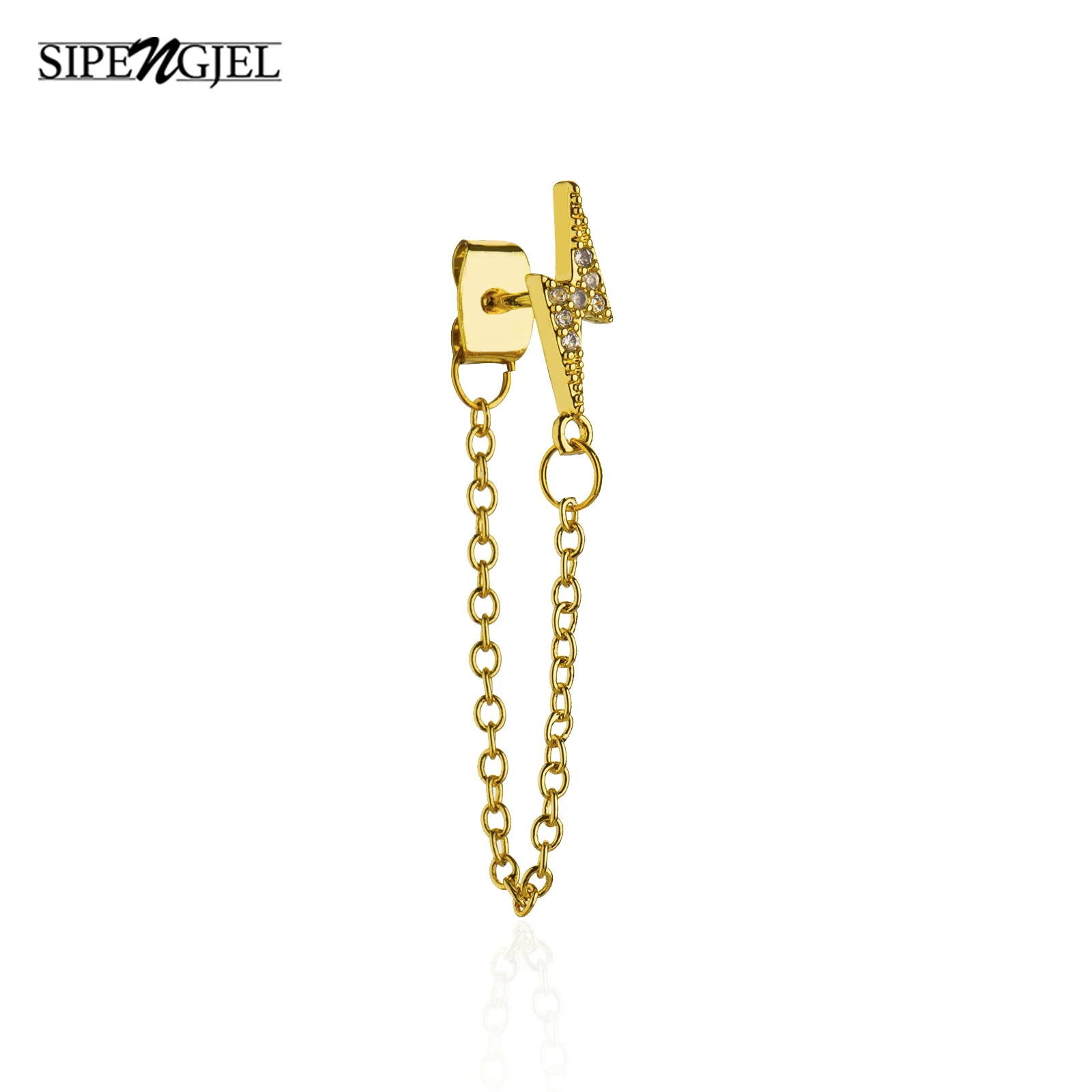 

SIPENGJEL Fashion Shiny Zircon Lightning Snake Chain Stud Earrings For Women Tassel Earrings Jewelry Gift
