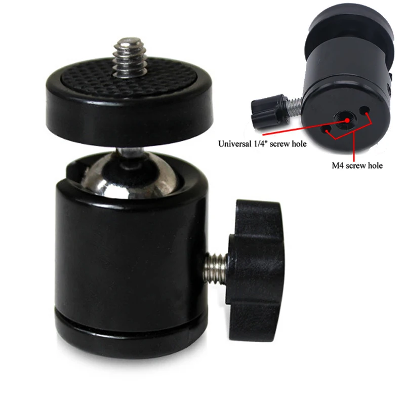 

360 Degree Rotate 1/4" Swivel Mini Ball Head Screw Tripod Mount for Canon Nikon Sony DSLR Camera Camcorder LED Light Bracket