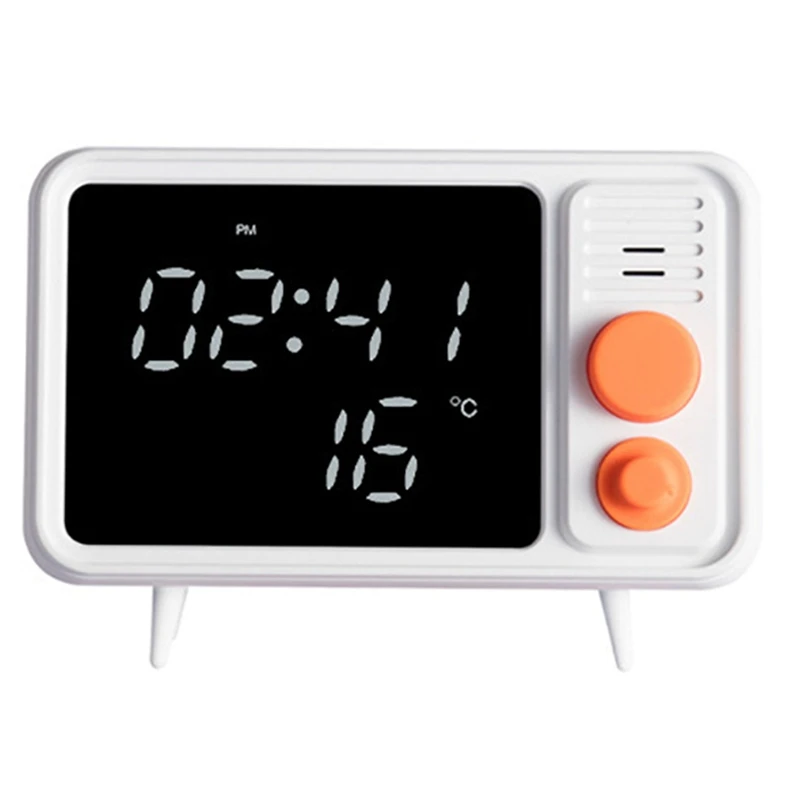 

Retro Luminous TV Set Alarm Clock Displays Time and Temperature Band Bluetooth o Playback Function Alarm Clock