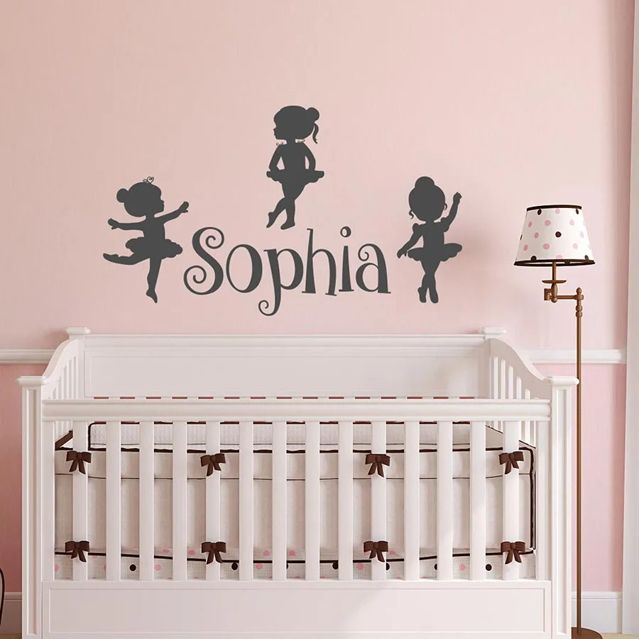 Настенные Стикеры с именем девушки наклейки на стену маленькой балерины
