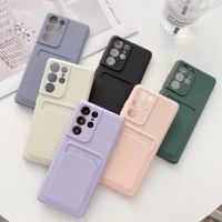 card holder phone case for galaxy a52 a72 a32 a12 a42 5g s21 plus s20 fe note 20 ultra silicone cover precision hole back cover