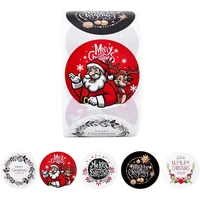 merry christmas sticker santa claus pattern new years decorations 2022 party holiday decoration gift tag 38mm1 5 inch 500pcs