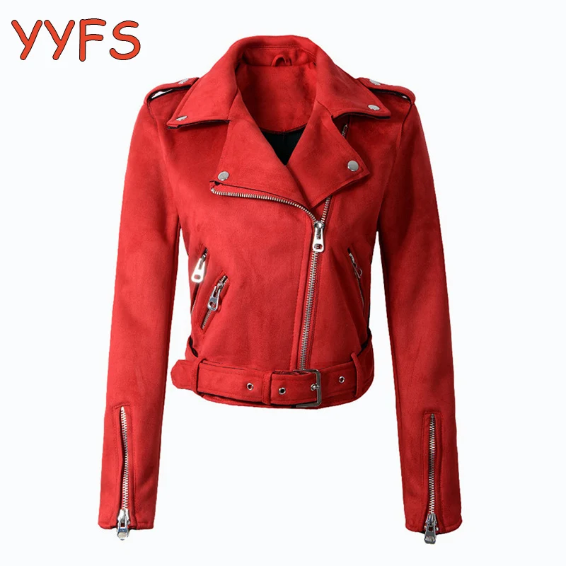Замшевые Кожаные куртки женское короткое мотоциклетное пальто женская мода 2021