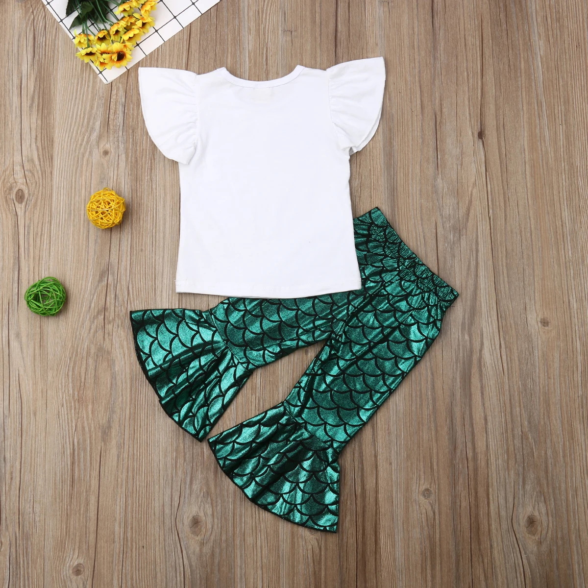 Pudcoco/комплект одежды для маленьких девочек наряд русалки короткий рукав с