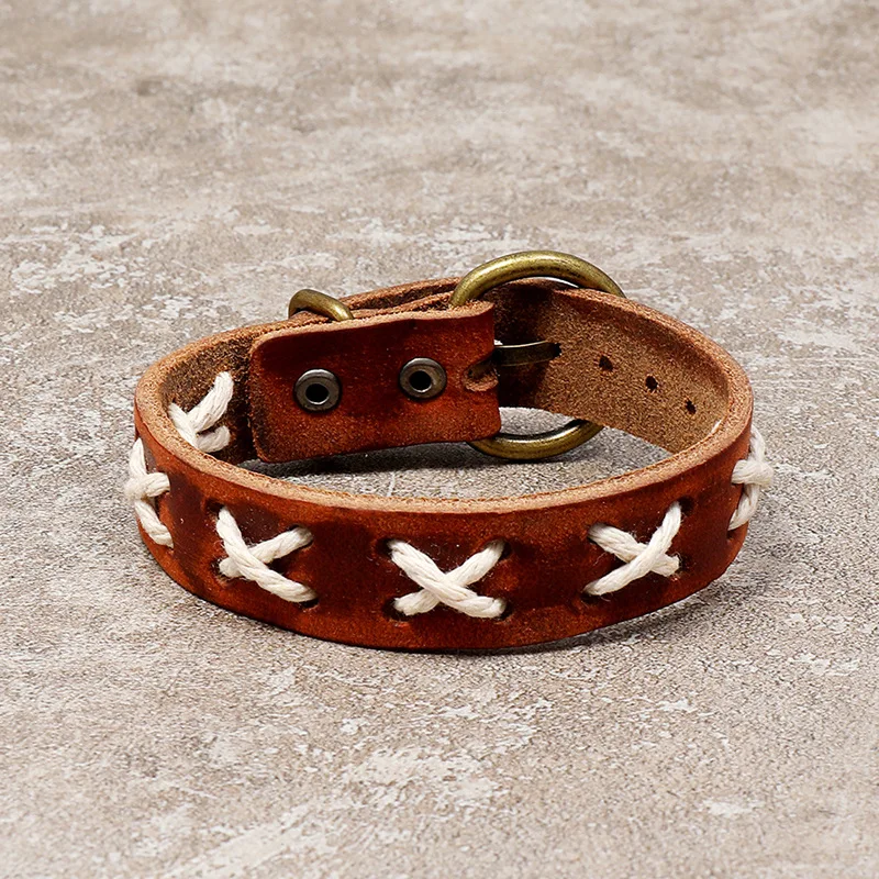 Широкий винтажный браслет из натуральной кожи в стиле панк широкие кожаные