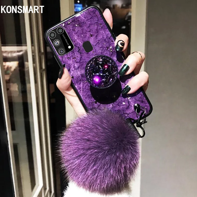 KONSMART чехол для Samsung Galaxy M31 блестящий мраморный силиконовый чехол-подставка