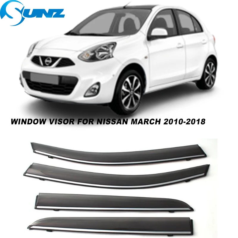 Side Window Visors For Nissan March 2010 2011 2012 2013 2014 2015 2016 2017 2018 Smoke Weathershields Sun Rain Deflectors  SUNZ