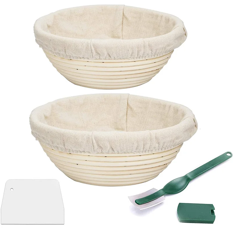 

9 Inch + 10 Inch Proofing Basket, Bread Proofing Basket Scraper Lining Cloth Set