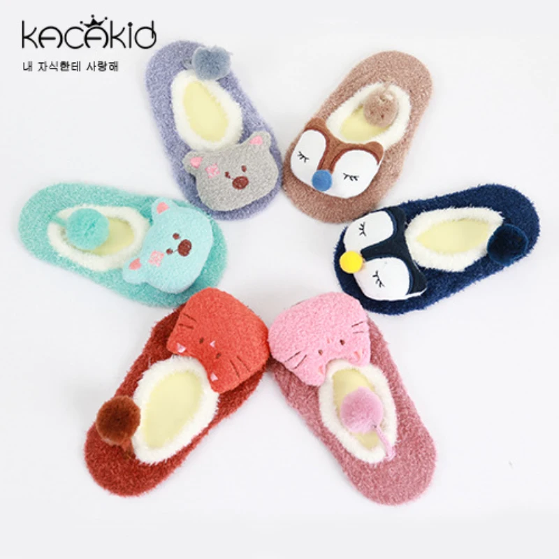 

Winter Baby Boy Girl Children Socks Anti Slip Newborn Animal Cartoon Shoes Slippers Soft Warm Indoor Socks