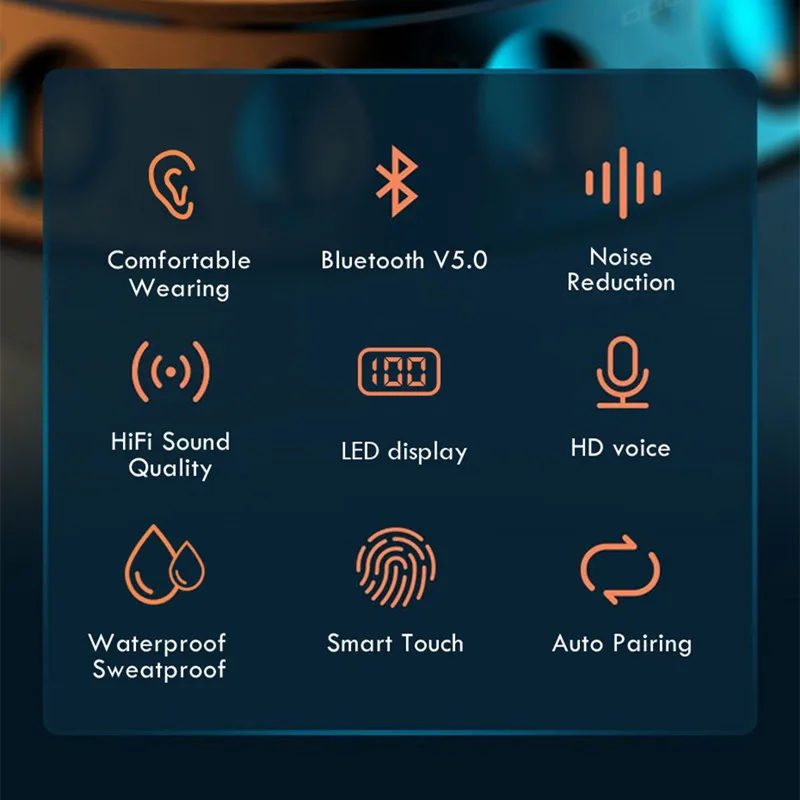 

TWSBluetooth 5.0 Charging Box Wireless Headphone StereoSportsWaterproof EarbudsHeadsetsWith Microphone Match the mobilphone ipad