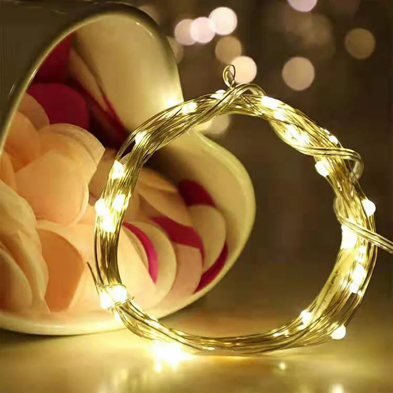1/2/5/10M LED Light String Garland lighting Battery Powered Fairy Lights Remote Control For Christmas Wedding Party Decoration