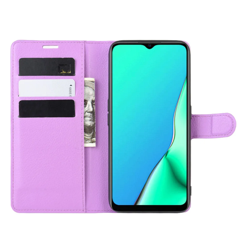Фиолетовый A9 или A11x чехол для OPPO A9() A11-X чехол-кошелек с отделением для карт в виде книги кожаный защитный чехол с Откидывающейся Крышкой черный 9A A9- A11 X - Цвет: Фиолетовый
