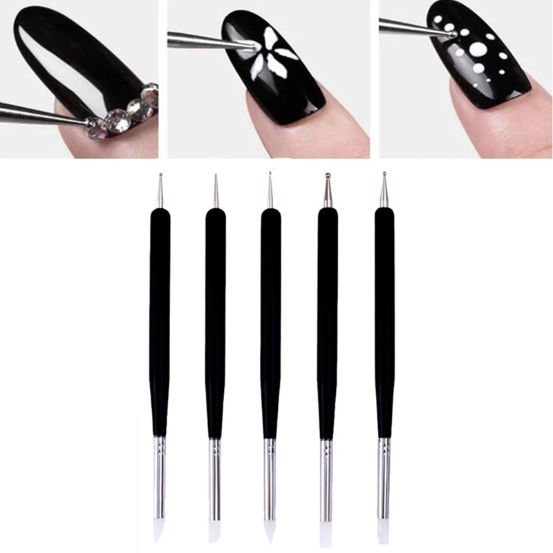 

Nail Art Dotting Pen Rhinestone Crystal 2 Way UV Gel Painting Manicure Tool Drawing Liner Flower Brush Decoration
