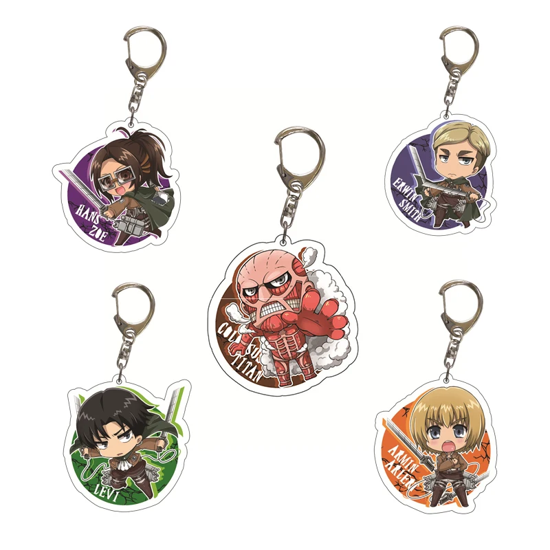 

Anime Keychain Attack On Titan Movie Characters Acrylic Key Chain Ring Jewelry Captain Ellen Mikasa Teens Trinkets Car Keychains