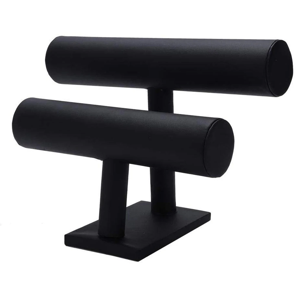 

SZanbana Black Jewelry Display Stand T-Shape Bracelet Holder Watch Necklace Safekeep Shelf Showcase Organizer Chain Storage Rack