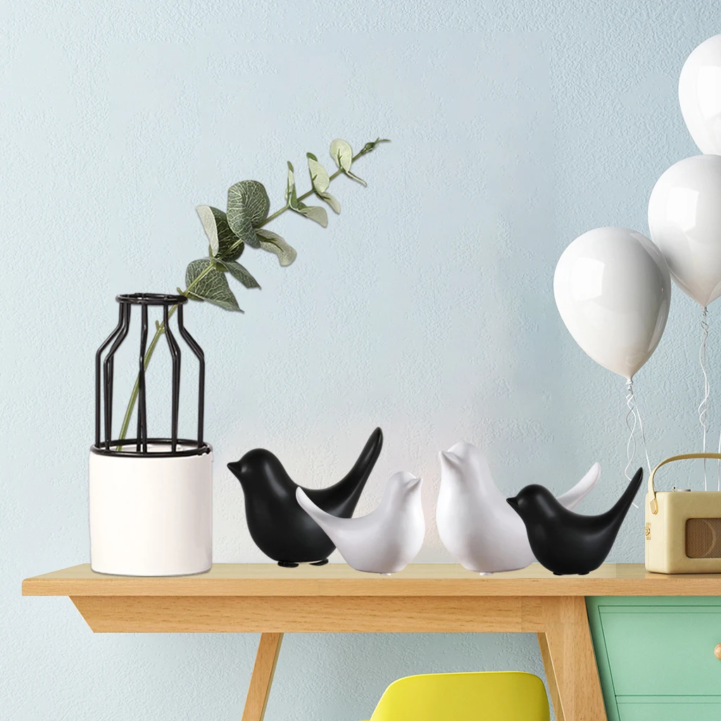 

1 Set Ceramic Bird Figurine Dried Flower Vase Set Home Decor Modern Animal