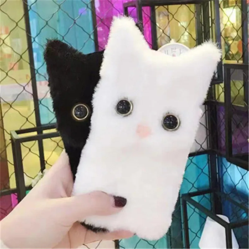 

Cute Plush Cat Furry Fluffy Silicone Case For Huawei Mate 9 10 20 30 Nova 3 3i 4 4e 5 5i 5z 5T Honor 20 20i 20e 20S Lite Pro