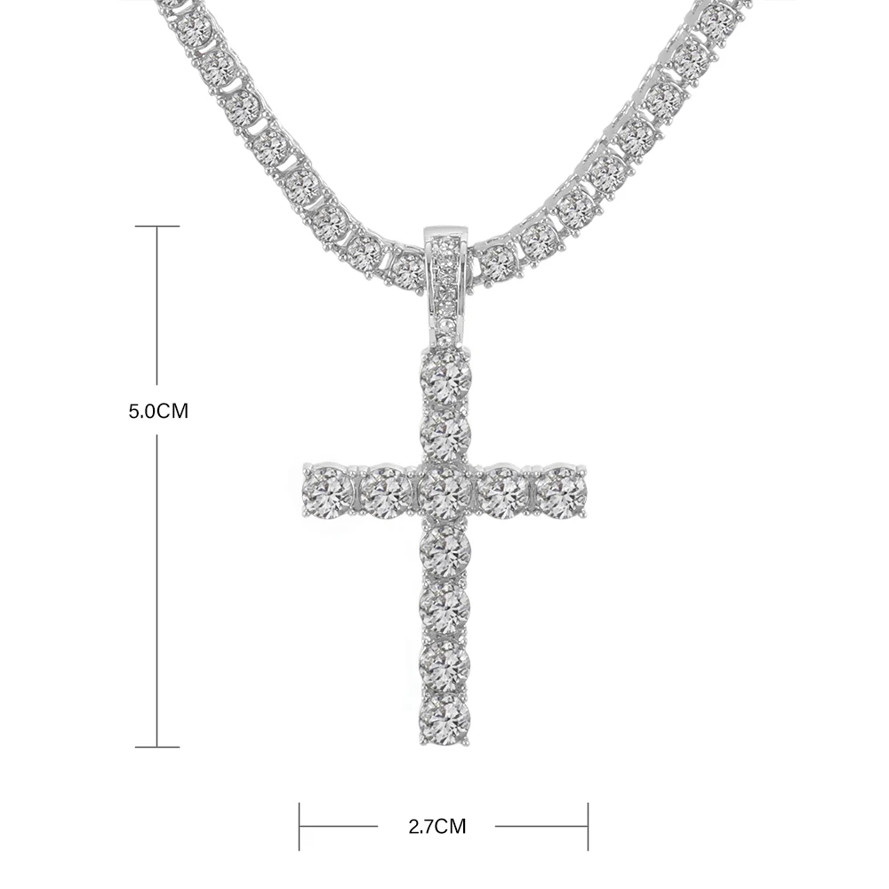 

Iced Out Ankh Cross Pendant Necklace Choker Chain Necklace Women Hip-Hop Jewelry For Men Tennis Chain Fashion Link Gift