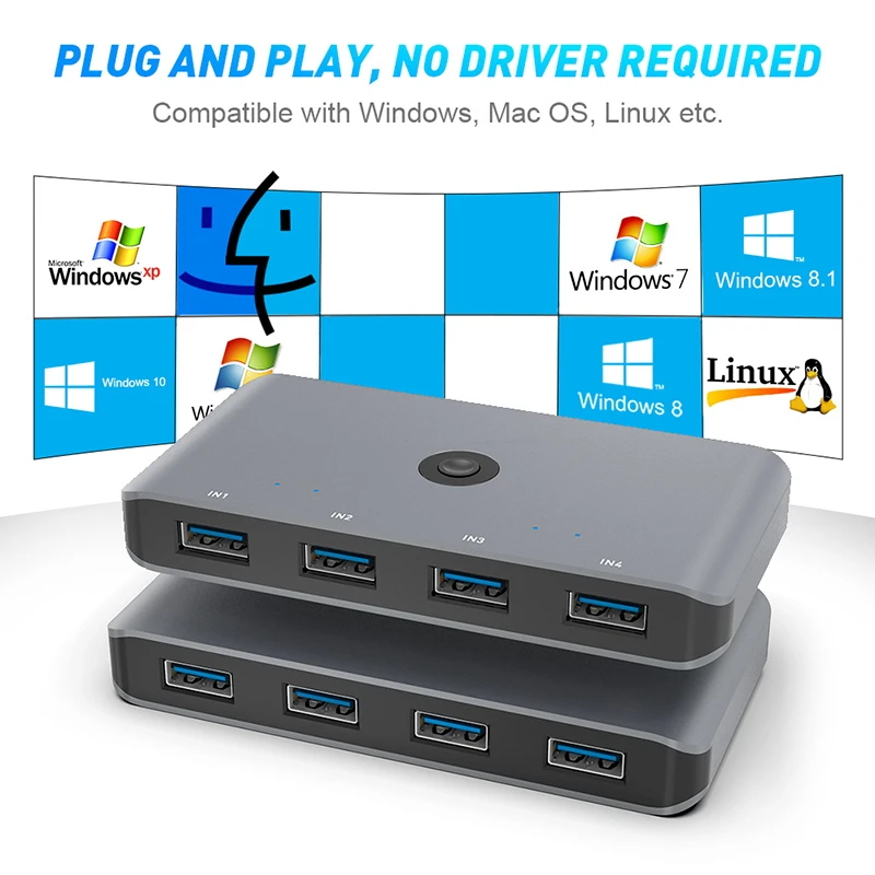 4x4 USB совместный коммутатор 3 0 4 порта для клавиатуры мыши принтера монитора 2