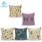Декоративный чехол для подушки, наволочка с изображением грибов, Листьев, животных, ежика, Полиэстеровая наволочка для подушки, наволочка для дивана, автомобиля, украшение для дома