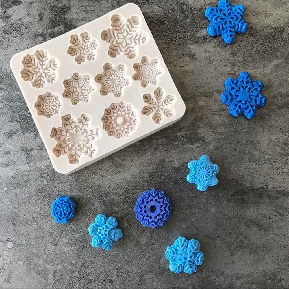 

3D christmas decorations snowflake Lace chocolate Party DIY fondant baking cooking cake decorating tools silicone mold