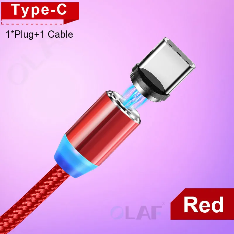 Магнитный usb-кабель Олаф для быстрой зарядки, кабель Micro USB type C, Магнитный зарядный кабель для мобильного телефона, usb шнур для iPhone X 7 samsung - Цвет: Red For Type C