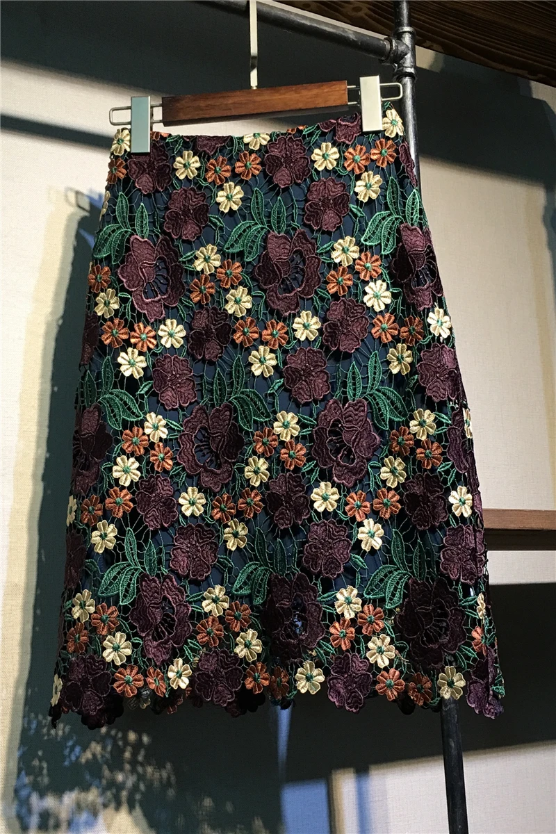 

Lace Package Hip Skirt for Woman Irregular A- Line High Waist Embroidery Lace Skirts 2020 Spring Female Floral Skirts Faldas
