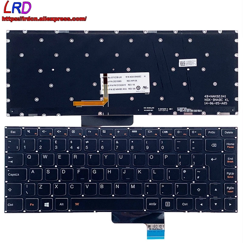 Новая Оригинальная английская клавиатура с подсветкой для ноутбука Lenovo Yoga 2 13