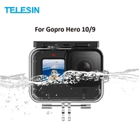 telesin 45m waterproof case diving housing cover for gopro hero 10 9 black underwater protective case action camera accessories