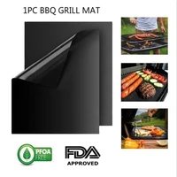 1pc reusable bbq grill baking mats non stick barbecue mat electric grill gas charcoal bbq pad 40 x 33cm blcak coppery gold mat